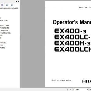 Hitachi EX400-3 EX400LC-3 EX400H-3 EX400LCH-3 Operator's Manual EM166-1-4