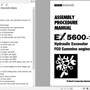Hitachi EX5600-7 Cummins FCO Assembly Procedure Manual PMKGA90-EN-AM02