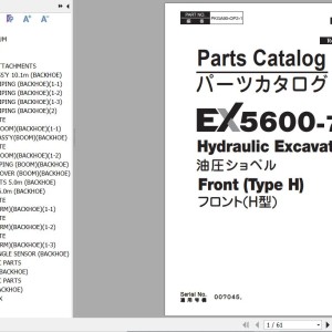 Hitachi EX5600-7 Front Type H Parts Catalog PKGA90-OP2-1
