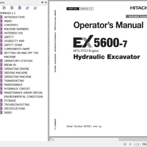 Hitachi EX5600-7 MTU FCO Operator's Manual ENMKGD-1-3