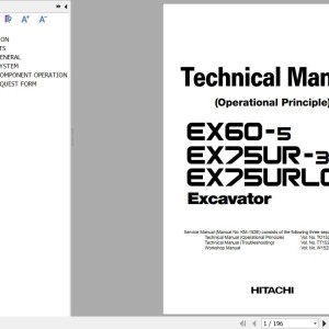 Hitachi EX60-5 EX75UR-3 EX75URLC-3 Technical Manual Operational Principle TO152E-02