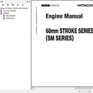 Hitachi EX8-2B HX64B-2 Kubota 68mm Stroke Series Engine Manual KM-68MM-E-00