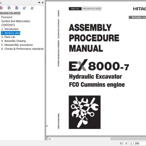 Hitachi EX8000-7 EX8000-7BH Cummins FCO Assembly Procedure Manual PMKHA90-EN-AM00