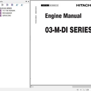 Hitachi LX20-7 30-7 40-7 20SL-7 Kubota 03-M-DI Series Engine Manual KM-03MDI-E-00