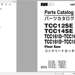 Hitachi TCC12SE 14SE 161D 161DS 181D 181DS Parts Catalog PVAA-1-1