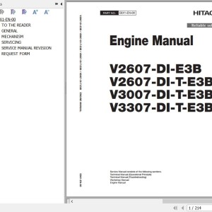 Hitachi V2607-DI-E3B V2607-DI-T-E3B V3007-DI-T-E3B V3307-DI-T-E3B Engine Manual E8X1-EN-00