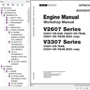 Hitachi ZC125M-5 Kubota V2607 V3307 Series Workshop Manual EWTBA-EN-00