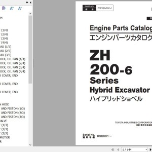 Hitachi ZH200-6 Series Toyota 1KD Engine Parts Catalog PDFXA0-EG1-1