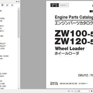 Hitachi ZW100-5B ZW120-5B Deutz TCD3.6L4 Engine Parts Catalog PNCB-EG1-2