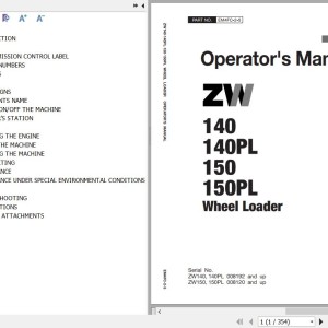 Hitachi ZW140 ZW140PL ZW150 ZW150PL Operator's Manual EM4FC-2-5