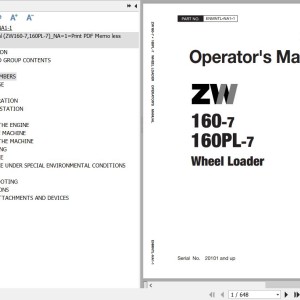 Hitachi ZW160-7 ZW160PL-7 Operator's Manual