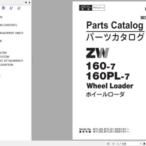 Hitachi ZW160-7 ZW160PL-7 Parts Catalog