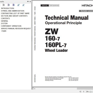 Hitachi ZW160-7 ZW160PL-7 Technical Manual Operational Principle TONTL50-EN-00