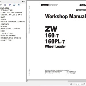 Hitachi ZW160-7 ZW160PL-7 Workshop Manual WNTL50-EN-00