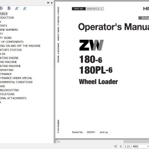 Hitachi ZW180-6 ZW180PL-6 Operator's Manual ENMPD8-CA1-6