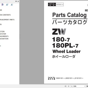 Hitachi ZW180-7 Parts Catalog PNTK50-1-3