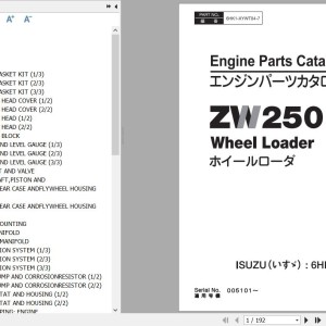 Hitachi ZW250 ISUZU 6HK1-XYWT02 Engine Parts Catalog