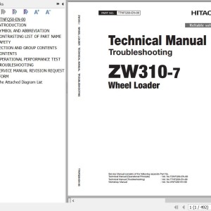 Hitachi ZW310-7 Technical Manual Troubleshooting TTNFQ50-EN-00
