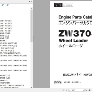 Hitachi ZW370-5A ISUZU 6WG1-XKWB01 Engine Parts Catalog PNH990-EG1-2