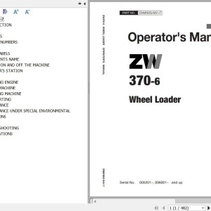 Hitachi ZW370-6 Operator's Manual