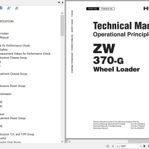 Hitachi ZW370-G Technical Manual Operational Principle TONHB-E-00(20220425)