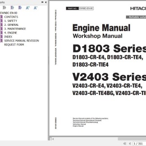 Hitachi ZW40-5B ZW50-5B Kubota D1803 Series V2403 Series Workshop Manual EWNBC-EN-00