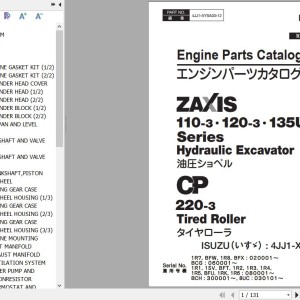Hitachi ZX110-3 120-3 135US-3 Series CP220-3 Isuzu 4JJ1-XYSA03 Engine Parts Catalog 4JJ1-XYSA03-12