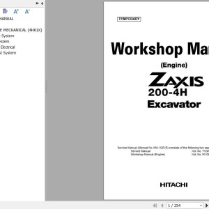 Hitachi ZX200-4H Isuzu 4HK1X Engine Workshop Manual W1GR-E-00