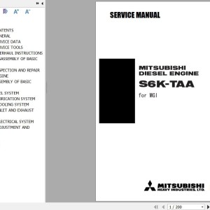 Hitachi ZX220LC-GIM Mitsubishi S6K-TAA Engine Service Manual 99616-36100