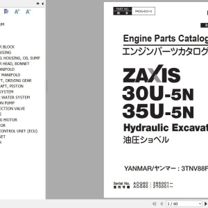 Hitachi ZX30U-5N ZX35U-5N Yanmar 3TNV88F-EPHB Engine Parts Catalog PADG-EG1-2