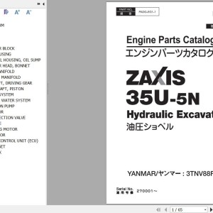 Hitachi ZX35U-5N Yanmar 3TNV88F-EPHB Engine Parts Catalog PADG-EG1-1