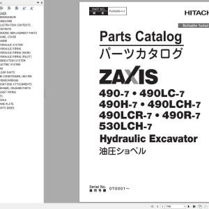 Hitachi ZX490-7 to ZX530LCH-7 Parts Catalog