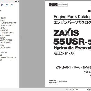 Hitachi ZX55USR-5A Yanmar 4TNV88-ZPHB Engine Parts Catalog PAEB91-EG1-1