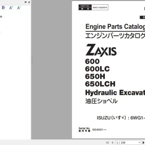 Hitachi ZX650LCH ZX600 Isuzu 6WG1-XQA03 Engine Parts Manual 6WG1-XQA03-6