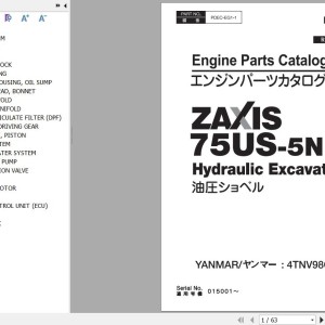 Hitachi ZX75US-5N Yanmar 4TNV98C-WHBW Engine Parts Catalog PDEC-EG1-1