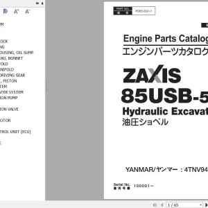 Hitachi ZX85USB-5A Yanmar 4TNV94L-ZWHBW Engine Parts Catalog PDEE-EG1-1