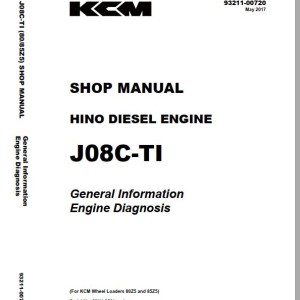 Kawasaki 85ZV 85Z5 80ZV 80Z5 LK270Z-5 LK310Z-5 Hino J08C-TI Workshop Manual S6-Y011E-03