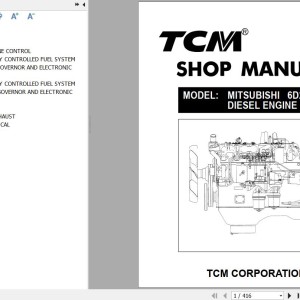 Kawasaki FD250-3 L400-3 Mitsubishi 6D24-TL Diesel Engine Shop Manual ME-6D24AE