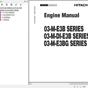 Kubota 03-M-E3B 03-M-DI-E3B 03-M-E3BG Series Engine Manual KM-03E3B-E-00