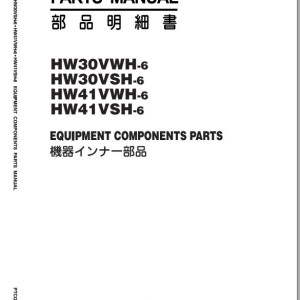 Sumitomo HW30VWH-6 to HW41VSH-6 Equipment Components Parts Manual PTCGA0-E1-2