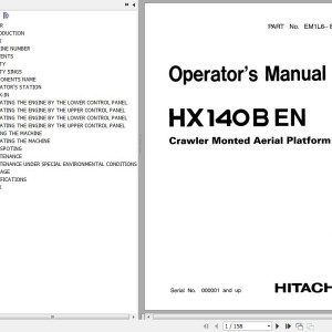 Hitachi HX140B Operator's Manual EM1L6-EN1-1