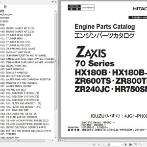 Hitachi HX180B To HR750SM ISUZU 4JG1-PH02 Engine Parts Catalog 4JG1-PH02-8