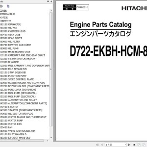 Hitachi HX64B-2 KOBUTA D722-EKBH-HCM-8 Engine Parts Catalog P1M6-EG1-1