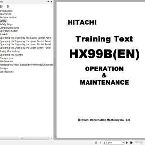 Hitachi HX99B(EN) Training Text Operation & Maintenance TTLA0493