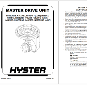 Hyster A607 N30ZDR3R N40ZR3R N35ZDR3R N45ZR3R Service Manual