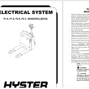 Hyster B419 W45ZHD2 Service Manual
