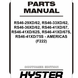 Hyster F222 RS46-29XD to RS46-41XD Americas Parts Catalog 4278261 04-2024