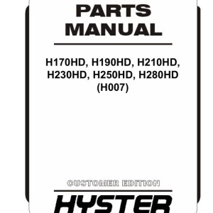 Hyster H007 H170HD H190HD H210HD H230HD H250HD H280HD Parts Catalog 1660374 05-2024