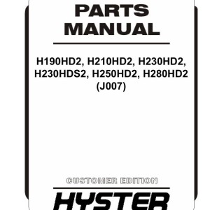 Hyster J007 H190HD2 to H280HD2 Parts Catalog 4034341 05-2024