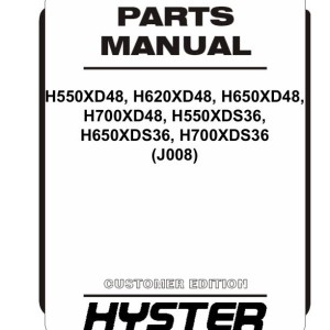 Hyster J008 H550XDS36 to H700XD48 Parts Catalog 4304007 03-2024